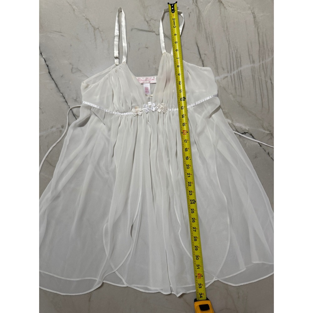 Oscar de la Renta Pink Label White Sheer Babydoll Lingerie Set with Robe Lg #179 - Picture 5 of 15